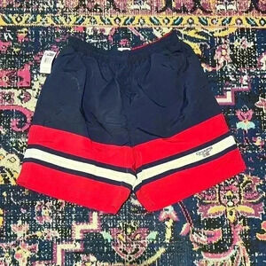 Chaps Ralph Lauren Swim Trunks Mens Medium Board Shorts Red Navy‎ and White NWT